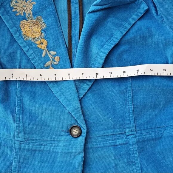 TM True Meaning Womens Jacket, True Meaning Blazer Corduroy, Embroidered Flowers - Picture 11 of 16